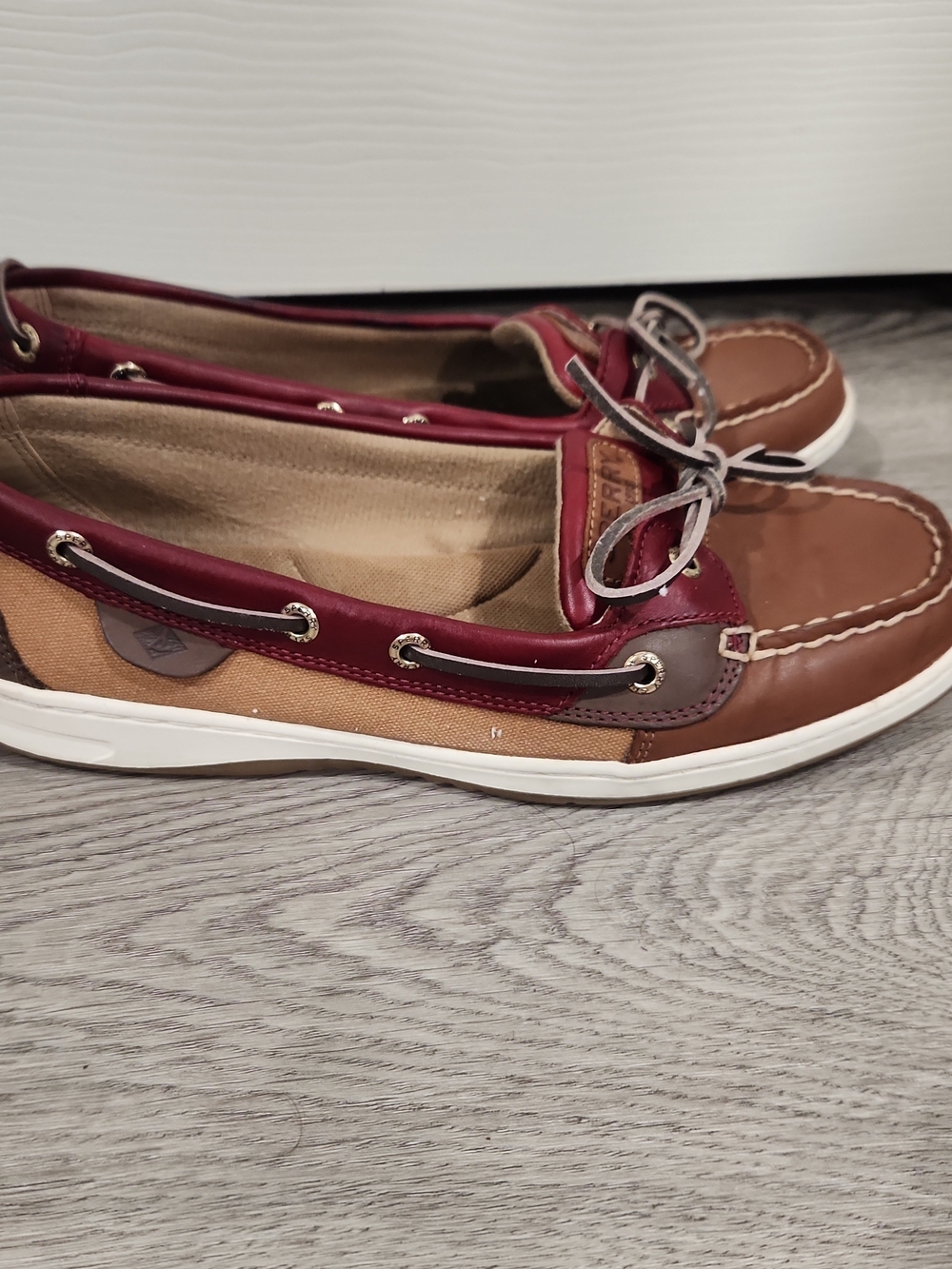 Sperry Top-Slider Anglefish Varsity Boat Shoes Womens Size 10 Brown Leather - Picture 3 of 7